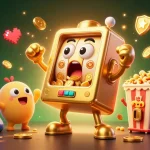 Le jeu captivant "casino en ligne fiable" avec des machines à sous dorées et des éléments de jeu colorés.