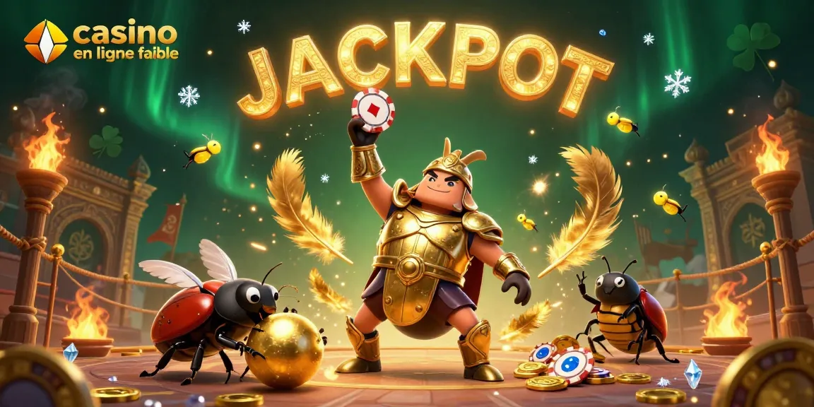 Illustration du concept de casino en ligne fiable avec un scarabée en armure et des pièces d'or renforçant l'expérience ludique.