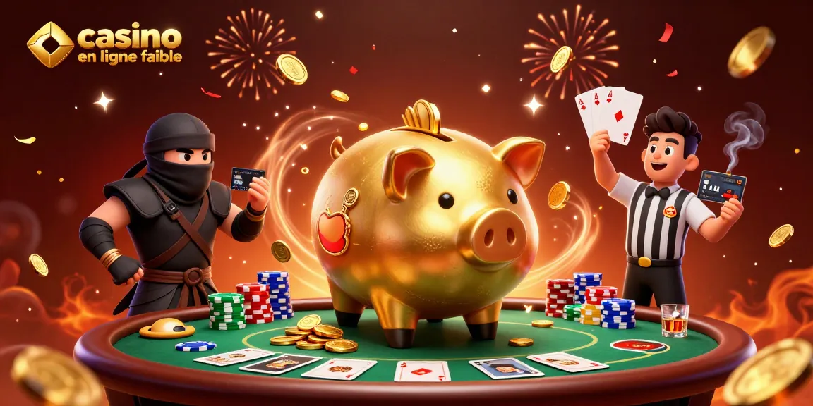 Cette illustration vibrante montre un grand sumo en forme de tirelire d'or, représentant un casino en ligne fiable dans une scène festive.