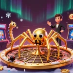 Visualisez un monde fascinant au casino en ligne fiable avec une araignée dorée et un croupier mille-pattes.