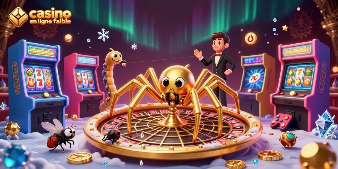 Visualisez un monde fascinant au casino en ligne fiable avec une araignée dorée et un croupier mille-pattes.