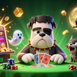 Profitez des jeux sur un casino en ligne fiable avec un bulldog Frankenstein et un chat loup dans une scène dynamique.