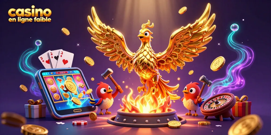 Découvrez un phoenix doré et un smartphone de casino en ligne fiable avec des jeux fascinants éclatant de pièces d'or.
