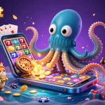 Experience thrilling gaming with rr88bet, featuring a kraken, diving cat, and casino elements amidst a rich underwater scene.