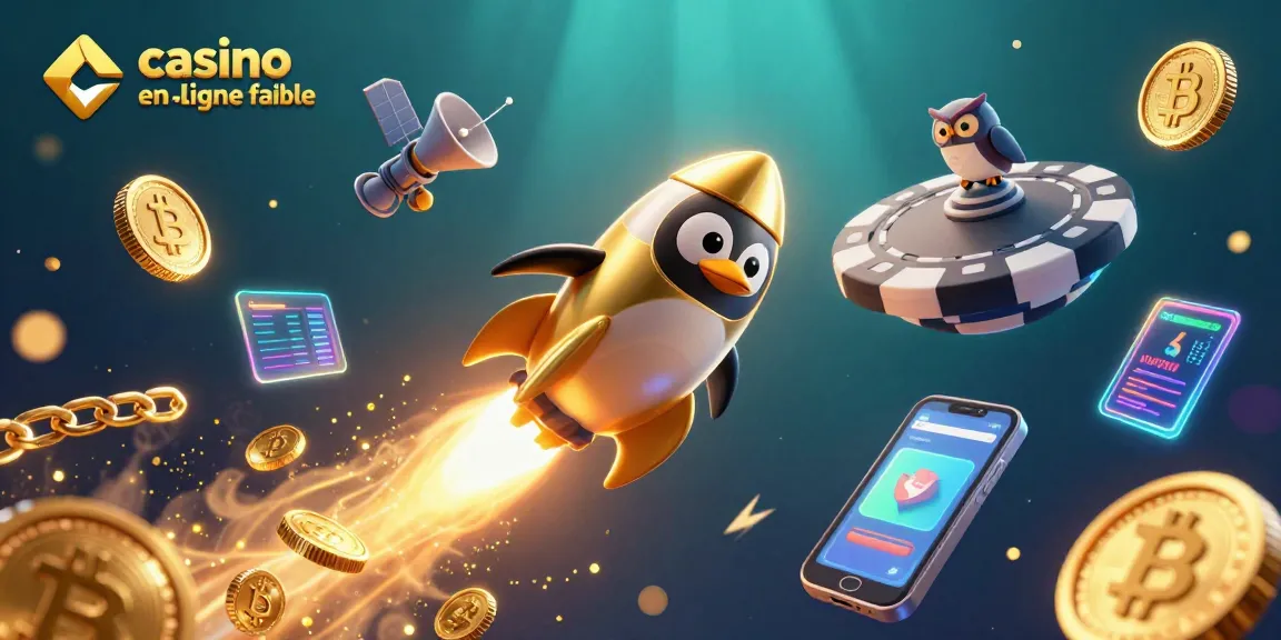 Découvrez un casino en ligne fiable avec un pingouin doré et des pièces volantes dans l'espace.