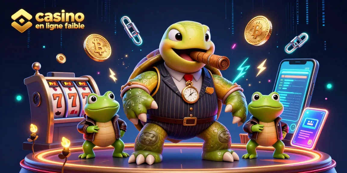 Visitez casino en ligne fiable avec un personnage de tortue et des éléments de jeu captivants.