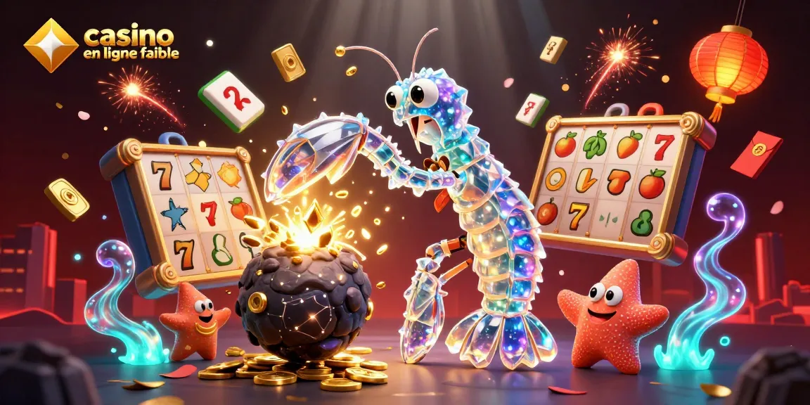 Illustration dynamique sur le thème casino en ligne fiable, mettant en avant des personnages en action parmi des éléments de jeu colorés.