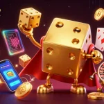 Jouez sur un casino en ligne fiable avec des dés et des éléments de jeu en 3D colorés.