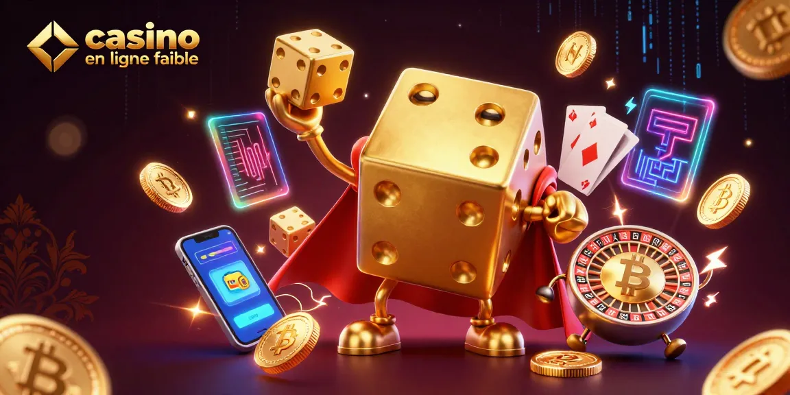 Jouez sur un casino en ligne fiable avec des dés et des éléments de jeu en 3D colorés.