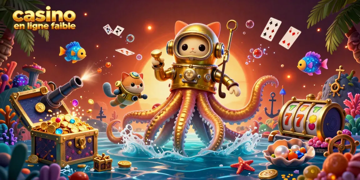Découvrez l'illustration d'un kraken doré et d'une ambiance de casino en ligne fiable accueillant des trésors.