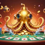 Engage in thrilling poker strategies at the general blog with a dynamic casino scene featuring a golden kraken.