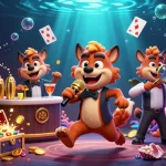 Amusez-vous avec un casino en ligne fiable avec un pack de hyènes comiques dansant à la fête.