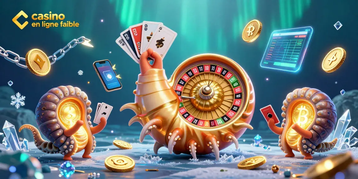 Profitez de jeux au casino en ligne fiable avec un nautilus géant et des pièces de crypto-monnaie brillantes.