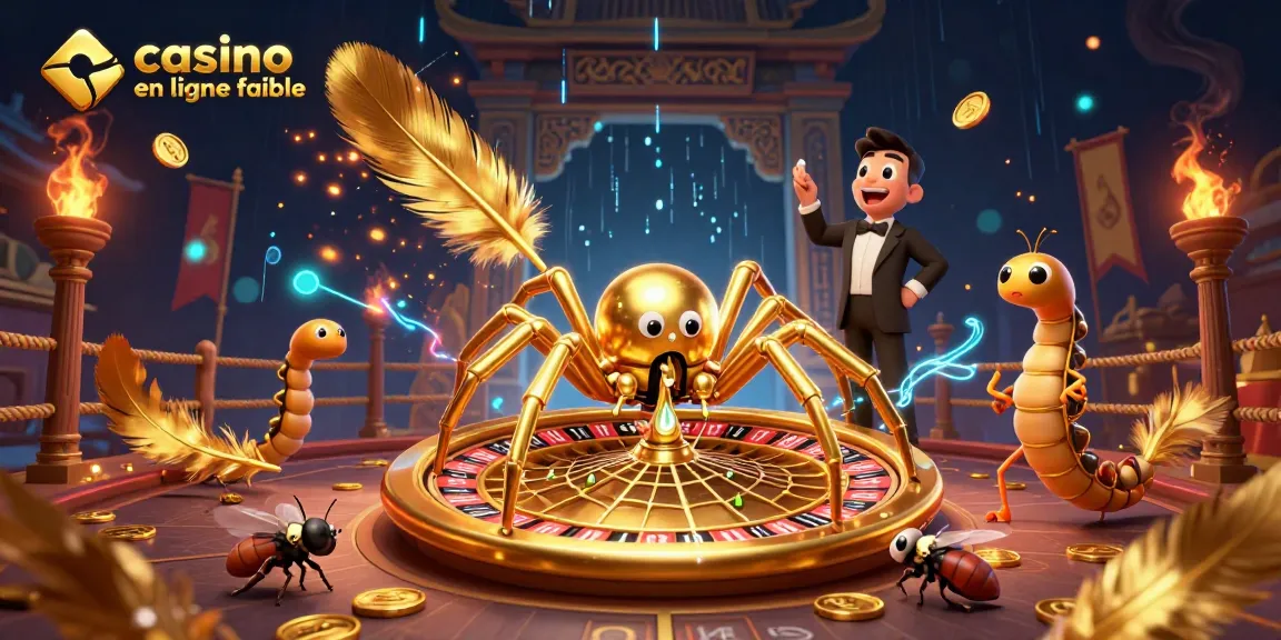 Placer des paris dans un casino en ligne fiable avec une araignée d'or et un croupier centipède.