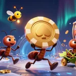 Les fourmis portant une grande puce de poker dans un tunnel pour un casino en ligne légal en France.