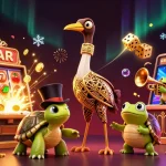 Jeux captivants au casino en ligne fiable avec une scène festive remplie d'éléments de jeu.