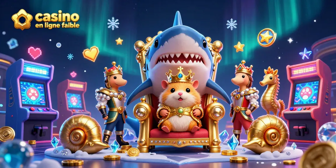Découvrez un roi hamster doré sur son trône en dents de requin, symbole d'un casino en ligne fiable.