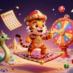 Visualisez des jeux à casino en ligne fiable avec un sultan tigre, des jackpots et des boules colorées.